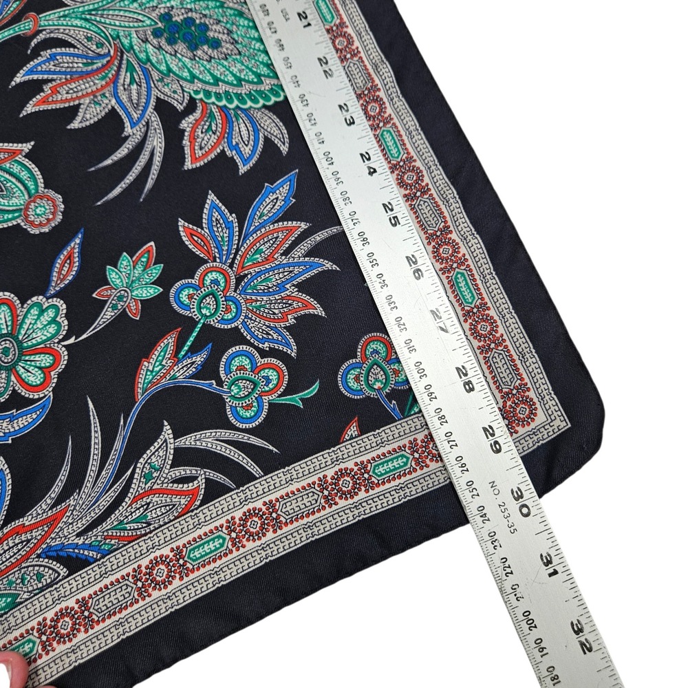Vintage Style Black Floral Paisley Square Scarf 30x30 Boho Twill Neck Head Wrap - Picture 3 of 6